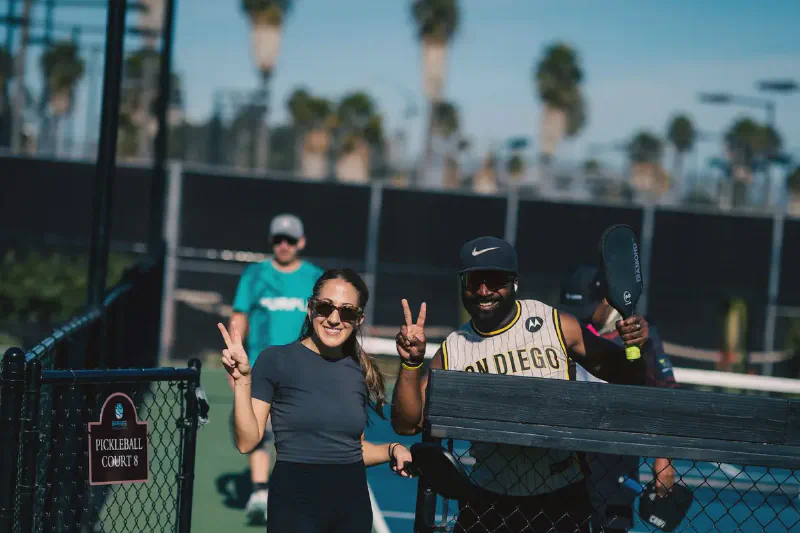 A widebody, hybrid and elongated pickleball paddle shown side by side to compare their face shapes