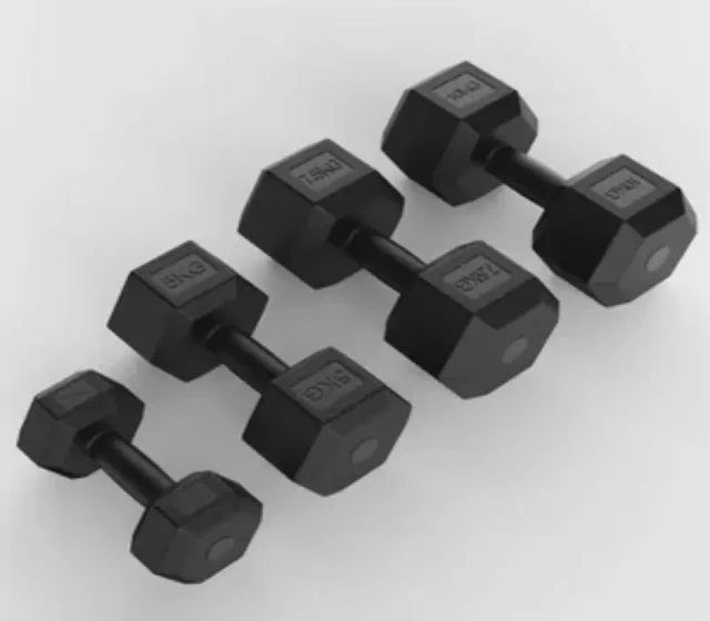 Commercial Eco Cement Core Hex Dumbbells, Low Noise Shock-Absorb Rubber Encased Anti-Roll Weights for Gym Studio Strength Gear shown in its Made-in-China supplier listing