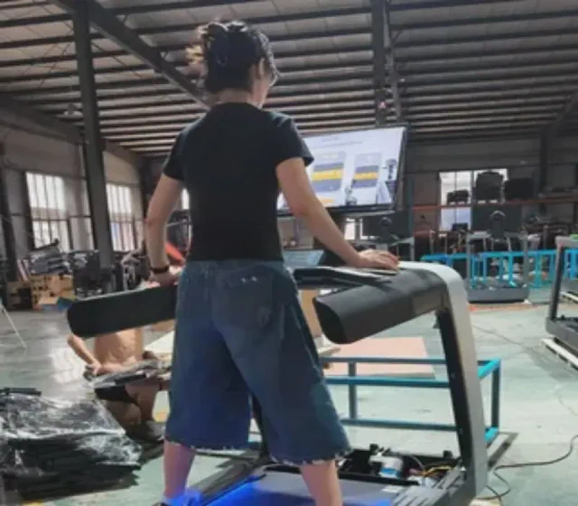 Curved Projection Screen Multi-Function HD Fitness AC Electric Treadmill Unit shown in its Made-in-China supplier listing
