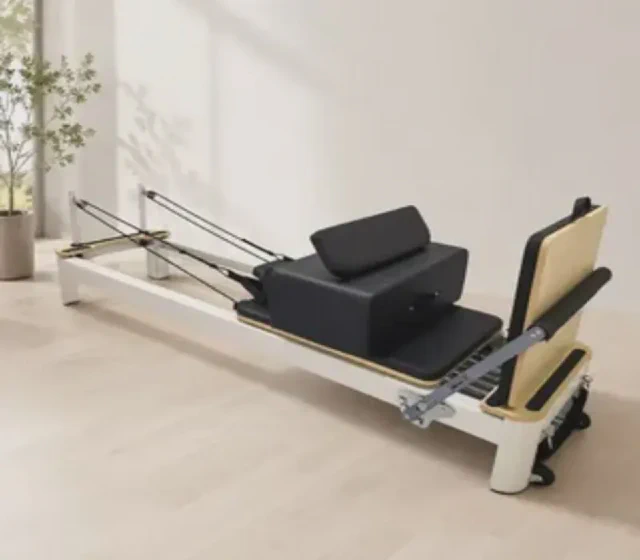 Walnut Aluminum Studio Fitness Exercise Equipment Reformer Gym Pilates Reformer Machine shown in its Made-in-China supplier listing
