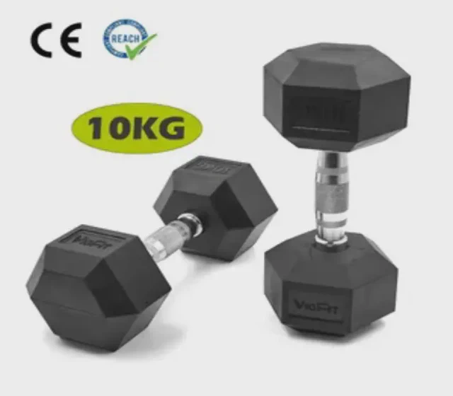 10kg Rubber Coated Hex Dumbbells for Commercial Gym Fitness shown in its Made-in-China supplier listing