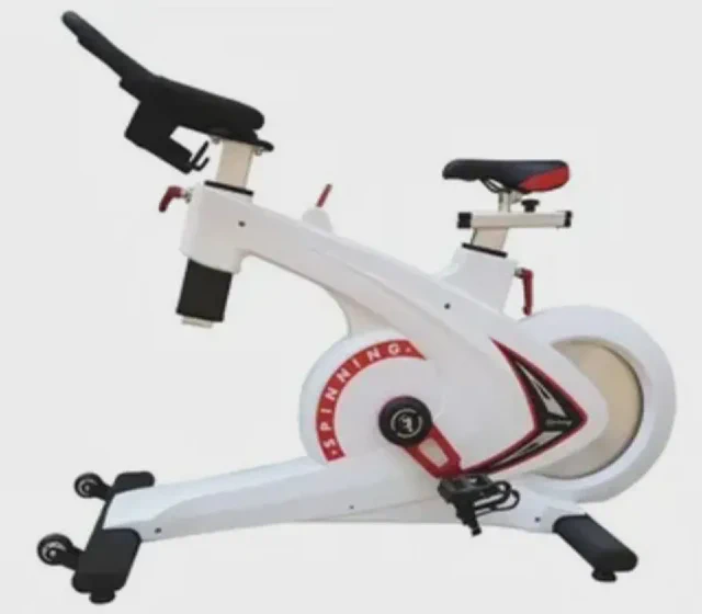 White Indoor Exercise Magnetic Resistance Fitness Gym Equipment Spinning Bike shown in its Made-in-China supplier listing
